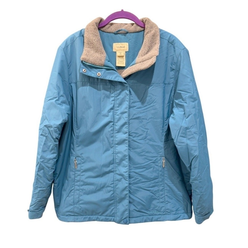 L.L.Bean Womens XL Blue Thinsulate Fleece Lined Snap Front Full Zip Jacket